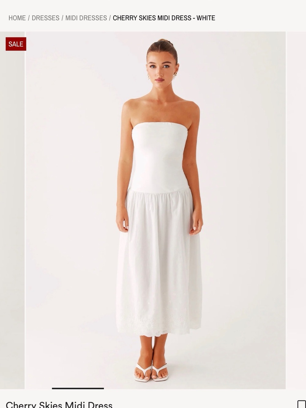 Peppermayo White Strapless Cherry Skies Midi Dress - Picture 1 of 3